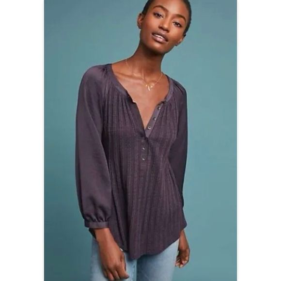 Anthropologie 🐾 Meadow Rue Purple Button Blouse Size XS - Picture 1 of 7